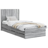 Bed Frame with Storage and Headboard Grey Sonoma 75 x 190 cm 3413994