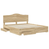 Bed Frame with Drawer Sonoma Oak 180 x 200 cm Engineered Wood 3413571