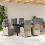 Garden Dining Set with Cushion 7 pcs Beige Poly Rattan 3380565