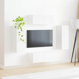 TV Wall Cabinet Set Wall-mounted 4 pcs White Engineered Wood 3408916