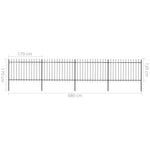 ZNTS Garden Fence with Spear Top Steel 6.8x1.2 m Black 277623