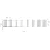 ZNTS Garden Fence with Spear Top Steel 6.8x1.2 m Black 277623