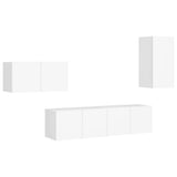 4 Piece TV Cabinet Set White Engineered Wood 3078677