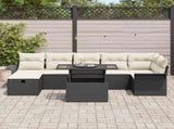 Garden Sofa Set with Cushion 8 pcs Black Poly rattan 3359684