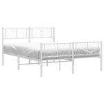 ZNTS Metal Bed Frame without Mattress with Footboard White 160x200cm 372249