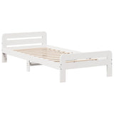 ZNTS Bed frame without Mattress White 100x200 cm Solid Wood Pine 3309045