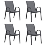 Stackable Garden Chair Set of 4 Grey Powder-coated steel 318781