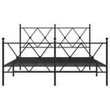 Metal Bed Frame without Mattress with Footboard Black 140x190cm 376520
