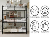Black three-layer reinforced iron high and low beds, three person metal bed frame, W3987P434165