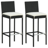 3 Piece Garden Bar Set with Cushions Poly Rattan Black 3095421