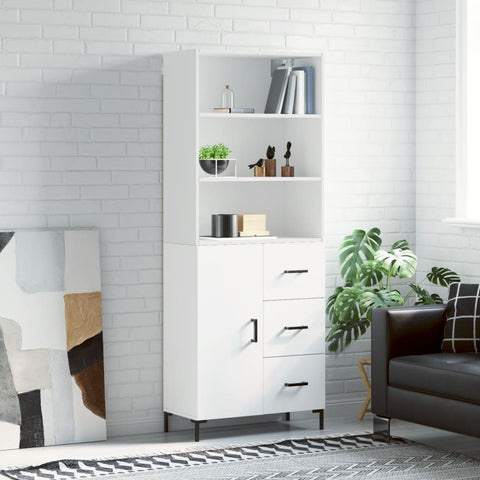 Highboard White 69.5x34x180 cm Engineered Wood 3189445