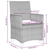 Garden Chairs with Cushions 2 pcs Grey Poly Rattan&Solid Wood 368718
