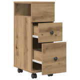 Narrow Bathroom Cabinet with Wheels Artisan Oak Engineered Wood 855240