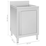 Commercial Kitchen Sink Cabinet 60x60x96 cm Stainless Steel 147227