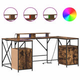 Desk with Drawer Smoked Oak 182 x 101 x 87.5 cm Engineered Wood 3376138