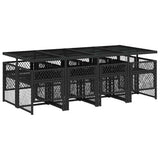 9 Piece Garden Dining Set with Cushions Black Poly Rattan 3210738