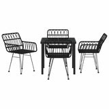 Garden Dining Set 5 pcs Black Powder-Coated Steel 3379185