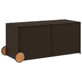 Garden Storage Box with Wheels Brown 283L Poly Rattan 365317