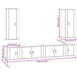 6 Piece TV Cabinet Set Smoked Oak Engineered Wood 3188843