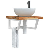 Basin Shelf Wall Mounted Steel and Solid Wood Acacia 3302774