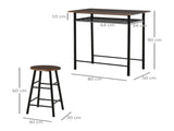 Bar Table Set, Bar Table and Stools Set, Footrest and Storage Shelf, for Kitchen, Dining Room, Pub, T3398P343022
