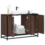 Bathroom Sink Cabinet Brown Oak 90x33x60 cm Engineered Wood 849273