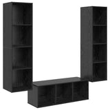 TV Cabinet Set Wall-mounted 3 pcs Black Oak Engineered Wood 3393340