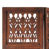 Hand Carved 3-Panel Room Divider Brown 120x165 cm 285334