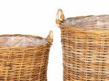 Planter Basket with Storage 2 pcs Natural Brown Kubu Rattan 42020952