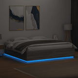 Bed Frame with LED without Mattress Grey Sonoma 200x200 cm 3209588