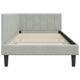 Corner Bed Frame with Headboard Light grey 90 x 200 cm Velvet 42016348