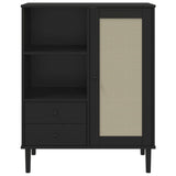 Highboard SENJA Rattan Look Black 90x40x112 cm Solid Wood Pine 358057