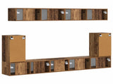 TV Cabinet Set Wall-mounted 5 pcs Old Wood Engineered Wood 3409094