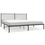 ZNTS Metal Bed Frame without Mattress with Headboard Black 200x200cm 350871