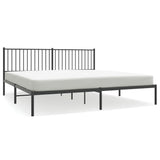 ZNTS Metal Bed Frame without Mattress with Headboard Black 200x200cm 350871