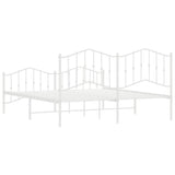 Metal Bed Frame without Mattress with Footboard White 183x213cm 373861