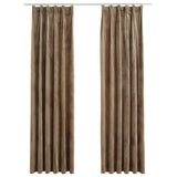 Blackout Curtains 2 pcs with Hooks Velvet Beige 140x245 cm 134510