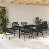 Garden Dining Set with Cushion 7 pcs Black Poly Rattan 3380873