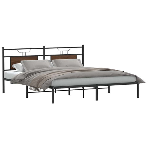 Bed Frame without Mattress Brown Oak 183x203 cm Engineered Wood 4106845