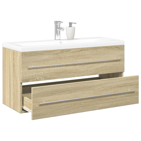 ZNTS 2 Piece Bathroom Furniture Set Sonoma Oak Engineered Wood 3325048