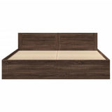 Bed Frame with Headboard without Mattress Brown Oak 200x200 cm 3295540