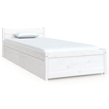 Bed Frame without Mattress with Drawers White Small Single 3103474