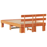 Bed Frame with Headboard Wax Brown 120 x 200 cm Solid Pine Wood 872445