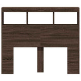 Headboard Cabinet with LED Brown Oak 120x17x102 cm 839195
