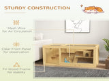 Wooden Hamster Cage with Water Bottle, Platforms, Openable Roof, Sliding Tray, Hut, Seesaws, Natural T3398P350099