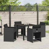 Garden Dining Set 5 pcs Black Poly Rattan 3380689
