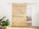 Sliding Door 100 x 210 cm Solid Pine Wood Natural and White 3445025