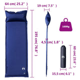 Self Inflating Camping Mattress with Pillow 1-Person Navy Blue 4007132