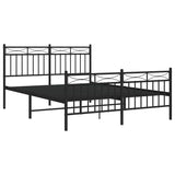 Metal Bed Frame without Mattress with Footboard Black 135x190cm 373708