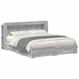 Bed Frame with Storage Grey Sonoma 200 x 200 cm Engineered Wood 3433902
